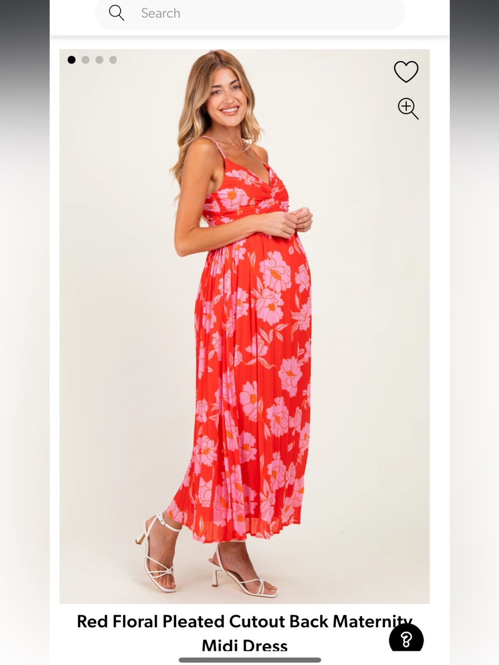 Red Floral Maternity Dress (Pinkblush)